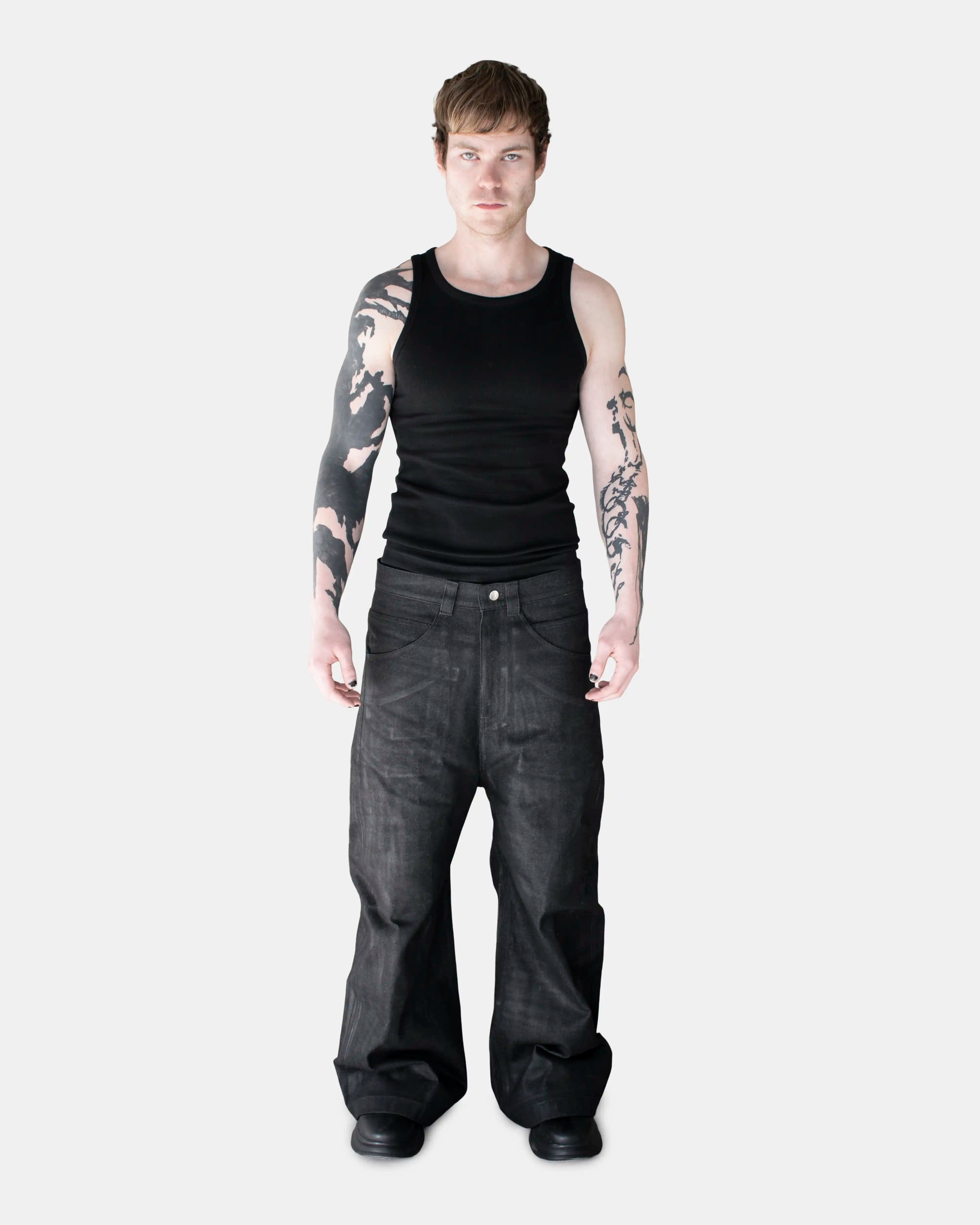 WAXED WIDE JEANS